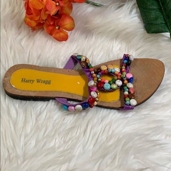 HARRY WRAGG BEADED‎ OPEN TOE SANDALS SIZE 8 - Picture 2 of 7